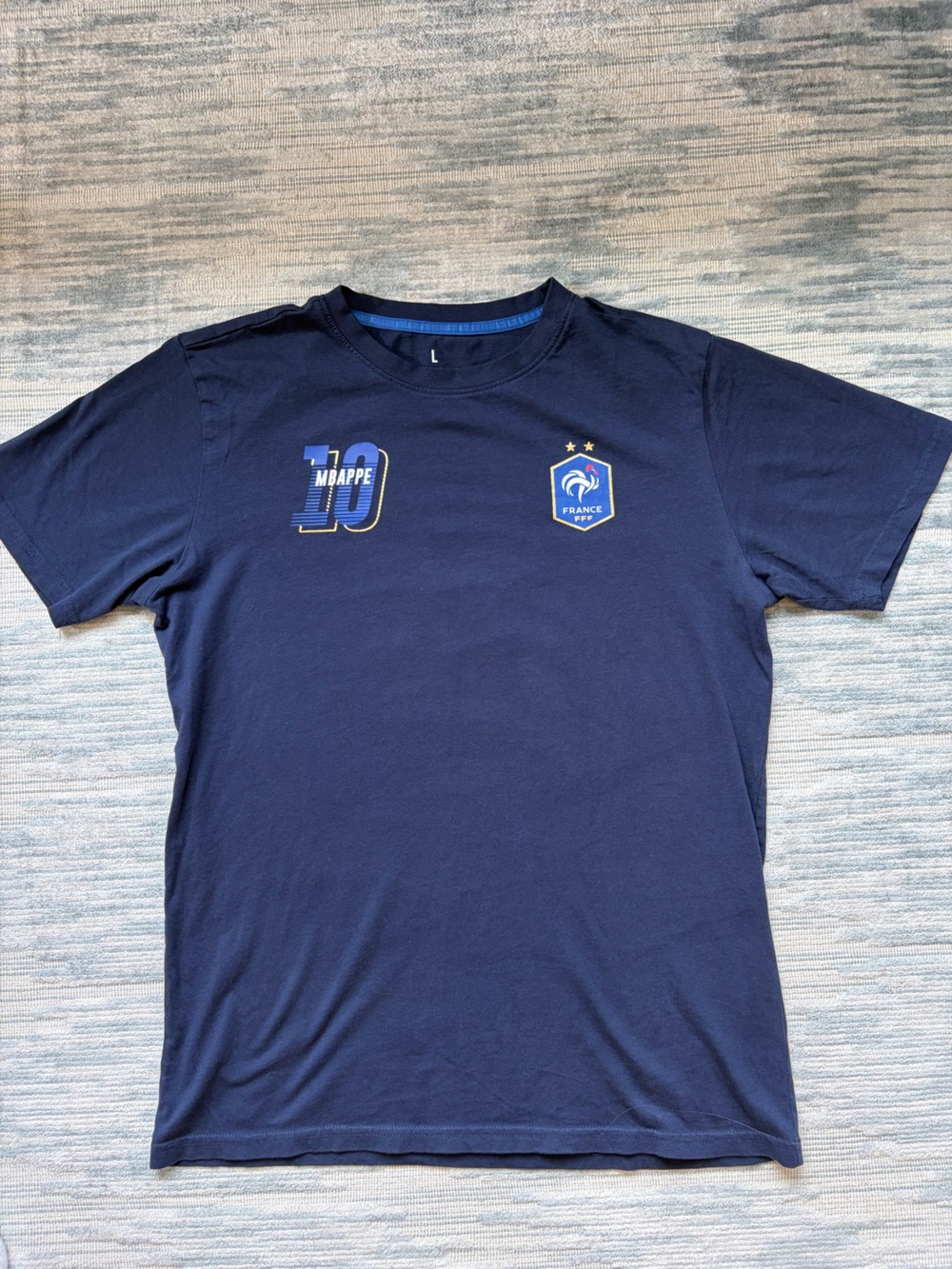 Navy Men's MBappe Graphic Crew Neck Shirt - France soccer